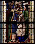 Baie 25: Vie de Saint Augustin - Le saint, baptisé, est accueilli par Saint Ambroise