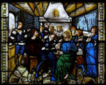 Baie 16: Invité au festin des noces de la fille du roi, Pélagie, Saint Thomas est frappé par un serviteur