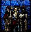 Baie 20: Saint Dominique et Saint François d'Assise (?) entourant un chevalier