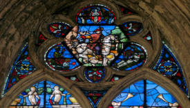 Un jeune cavalier avec un faucon - Décollation de saint Paul - Son âme est portée par des anges