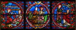 Résurrection de la Drusienne - Le saint assis près d'une femme, un homme agenouillé devant lui (qui?)