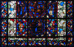 Baie 28 Fragments: Baptême, martyre et mort de sainte Cécile - Corporation des tisserands - Saint Pierre et saint Paul - Pélerins au tombeau de saint Nicolas
