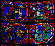 Deux jeunes gens apportent à saint Jean du bois et des pierres qu'il change en or - Rédaction de l'Apocalypse - Résurrection de la Drusienne
