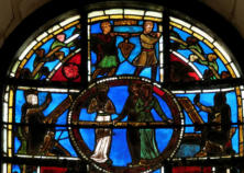 La grappe de Chanaan - Les filles de Jérusalem et l'Eglise - David et Moïse portant des phylactères avec des références à l'aigle et au pélican