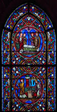 Saint Aproncule s'enfuit et Gondebaud, roi de Bourgogne en est furieux - Saint Grégoire devant le tombeau de Saint Bénigne