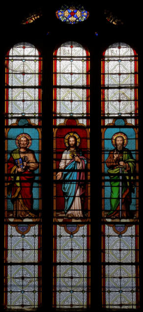Baie 102: Le Christ du Sacré Coeur avec Saint Pierre et Saint Paul