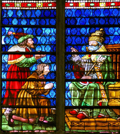 Saint Pierre bénit ses successeurs, saints Lin et Clet (?)