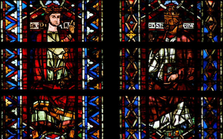 Philippe Auguste (à G) et l'évêque Hervée (à D)