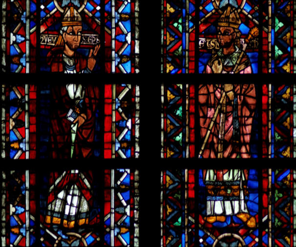L'évêque Hervée (à G) et l'archevêque Pierre de Corbeil (à D)