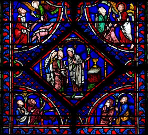 Le sacrifice d'Anne et de Joachim refusé par le prêtre, l'annoce à Joachim et à Anne par des anges