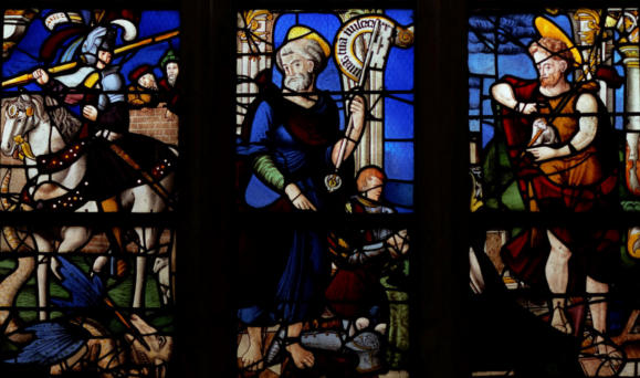 Saint Georges et le dragon - Donateurs présentés par saints Pierre et Jean Baptiste