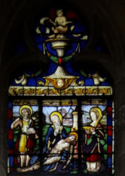 La Vierge de pitié entre Saint Jean Baptiste et Sainte Barbe