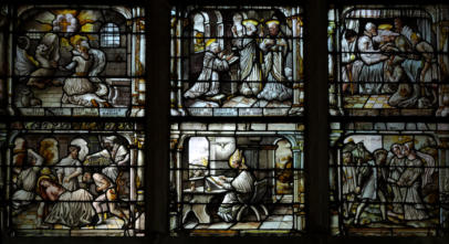 Sainte Marguerite et le dragon - Saint Augustin, et saints Pierre et Paul - Sainte Elisabeth et le miracle des roses, et baisant les ulcères des lépreux