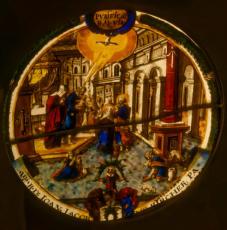 Vitrail attribué à l'atelier de Micharl Müller de Zoug: La Purification