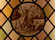 Le Triomphe de la Chasteté avec une colonne pour montrer sa force qui chevauche une licorne assez chevaline, symbole de pureté,et qui écrase le petit dieu Amour sous le regard de la Vierge Marie