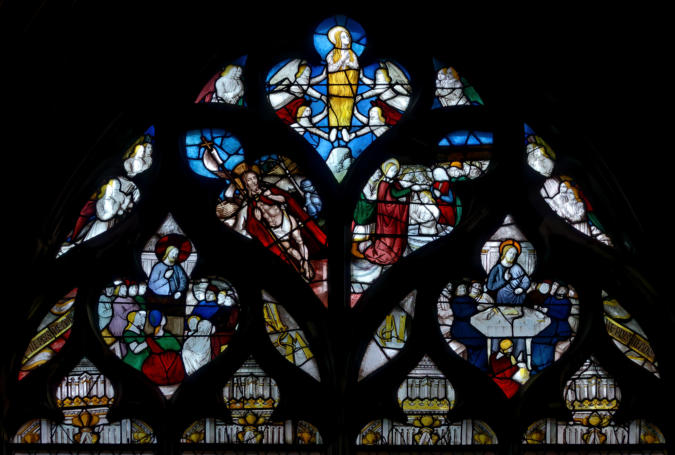 Baie 11: Vie de Sainte Marie-Madeleine - Elle écoute la parole du Christ - Repas chez Simon où elle essuie les pieds du Christ - "Noli me tangere" - Elle donne le baptême à Marseille  - Extase