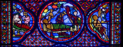 Le riche tombe malade et sa femme se tient à son chevet - Le riche meurt, sa femme pleure et un serviteur dérobe ses biens - Le pauvre meurt à son tour et son âme s'envole