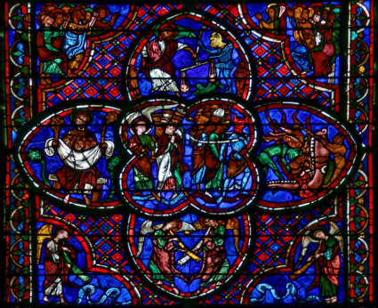 Le pèsement des âmes - Les élus dans le sein d'Abraham et les maudits dans la gueule du Léviathan - Sept saints - Sept saintes